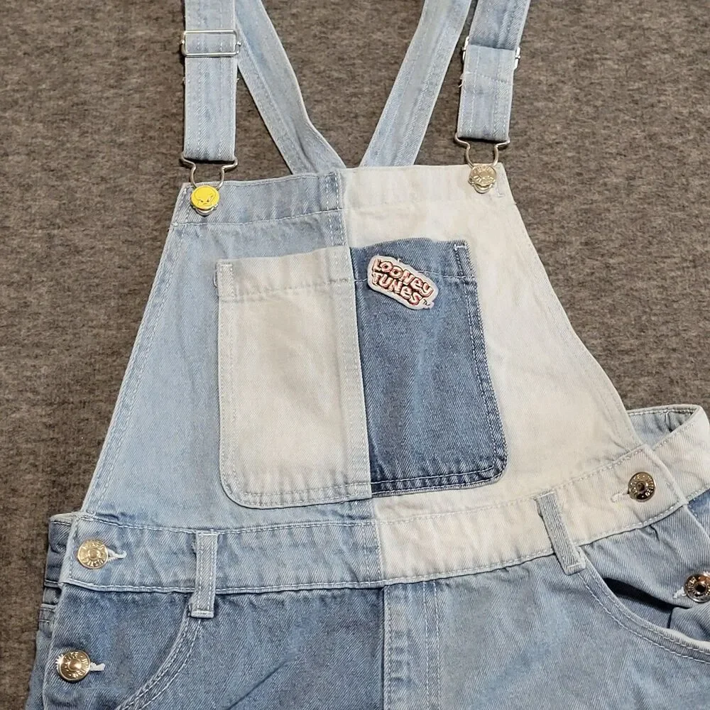Looney Tunes Justice size 18 denim coverall jumper bugs bunny colorblock tweety